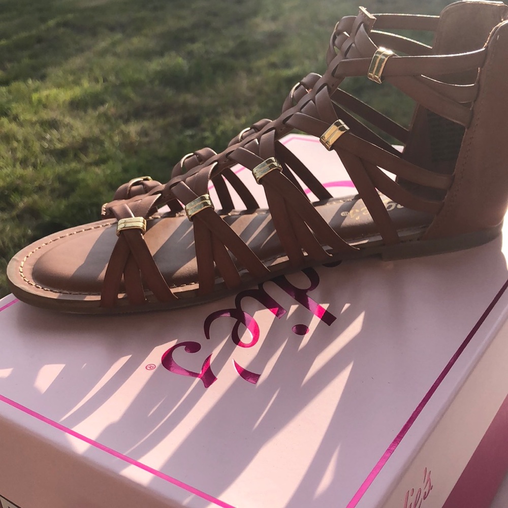 Candies Ankle cognac gladiator sandal